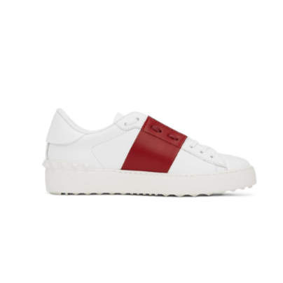 Valentino Garavani White & Red Back Studded Open Sneakers