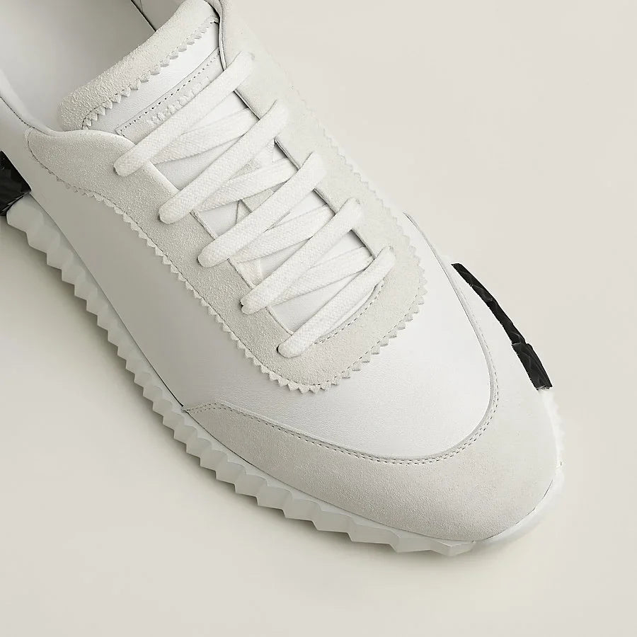 Hermes White/Black Mesh and Suede Bouncing