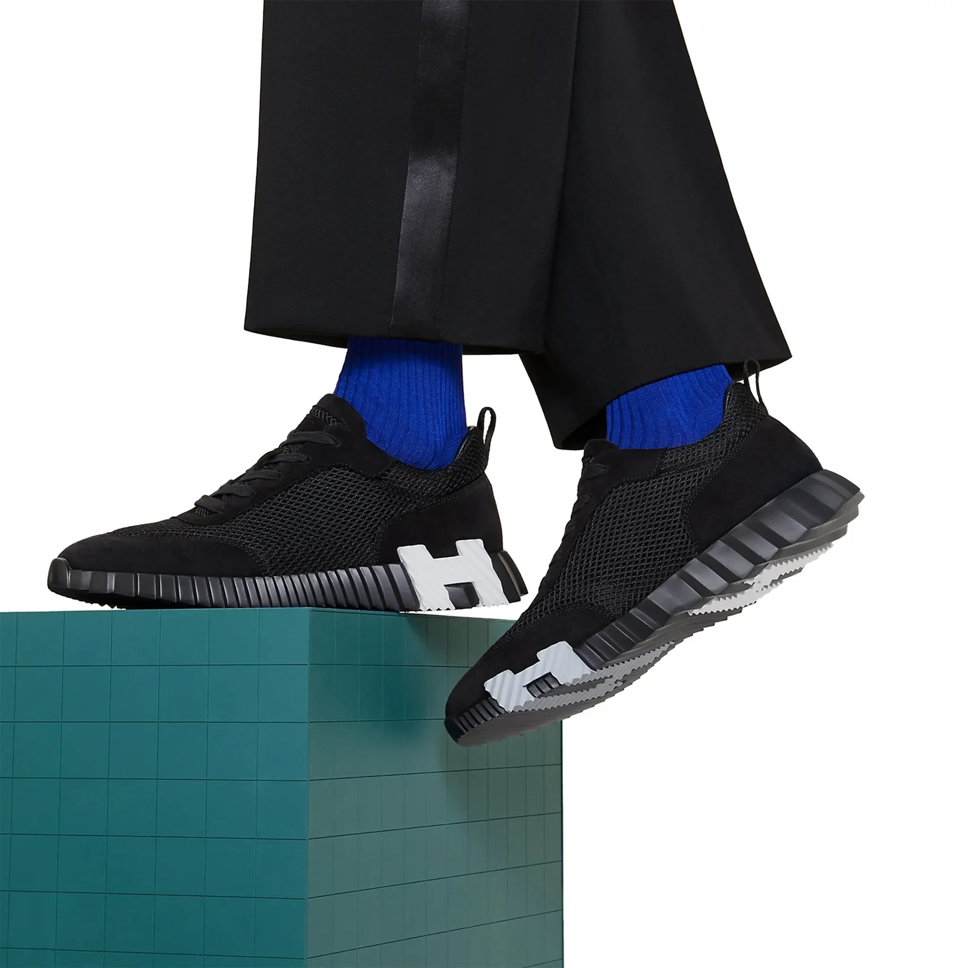 Hermes Black/White Mesh and Suede Bouncing