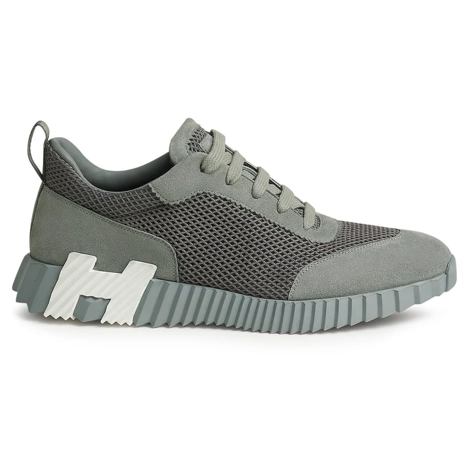 Hermes Grey/green Mesh and Suede Bouncing