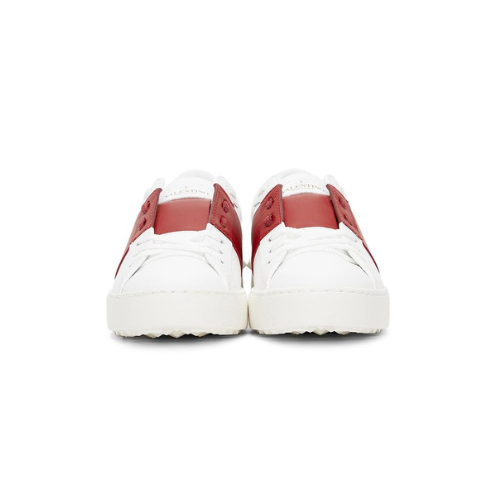 Valentino Garavani White & Red Back Studded Open Sneakers