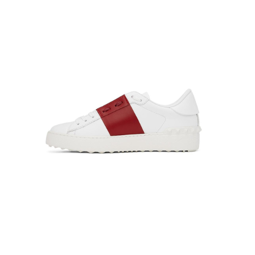 Valentino Garavani White & Red Back Studded Open Sneakers