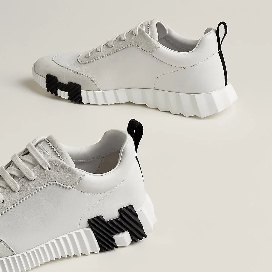 Hermes White/Black Mesh and Suede Bouncing