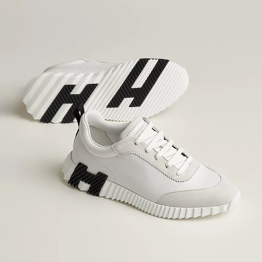 Hermes White/Black Mesh and Suede Bouncing