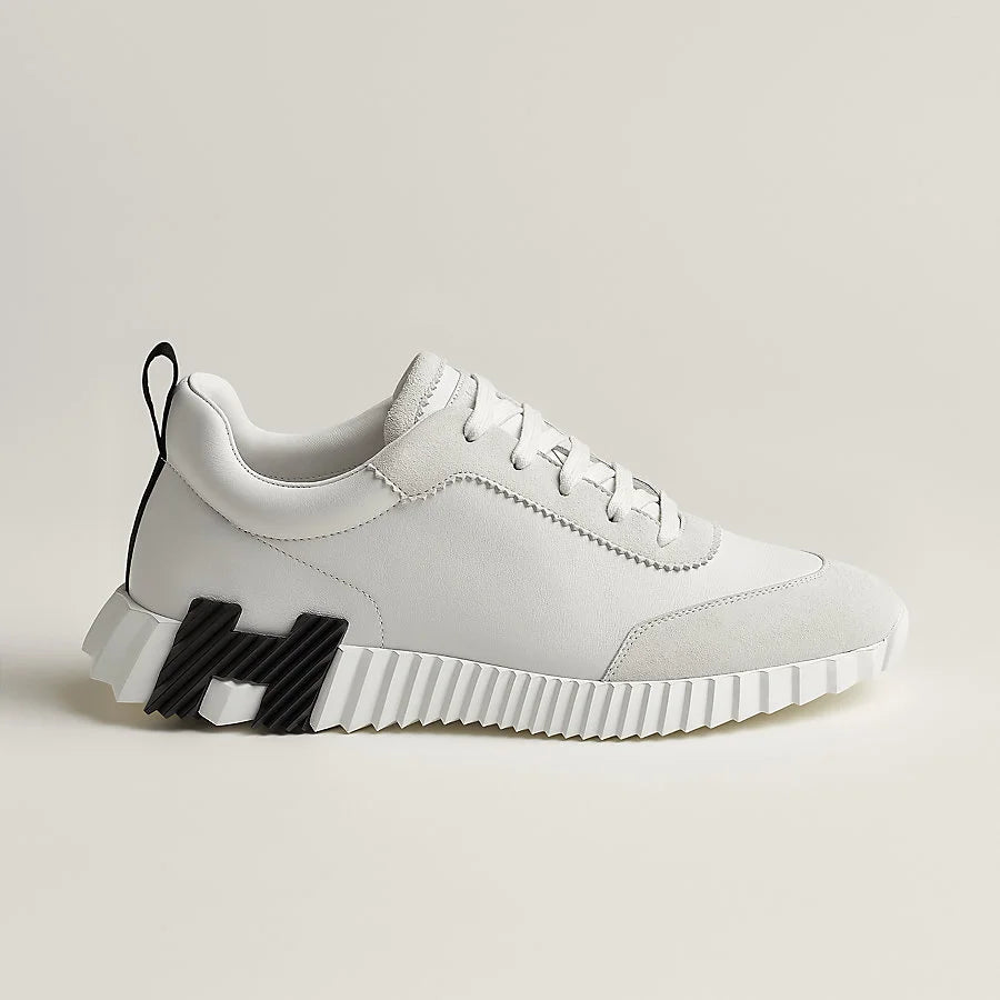 Hermes White/Black Mesh and Suede Bouncing