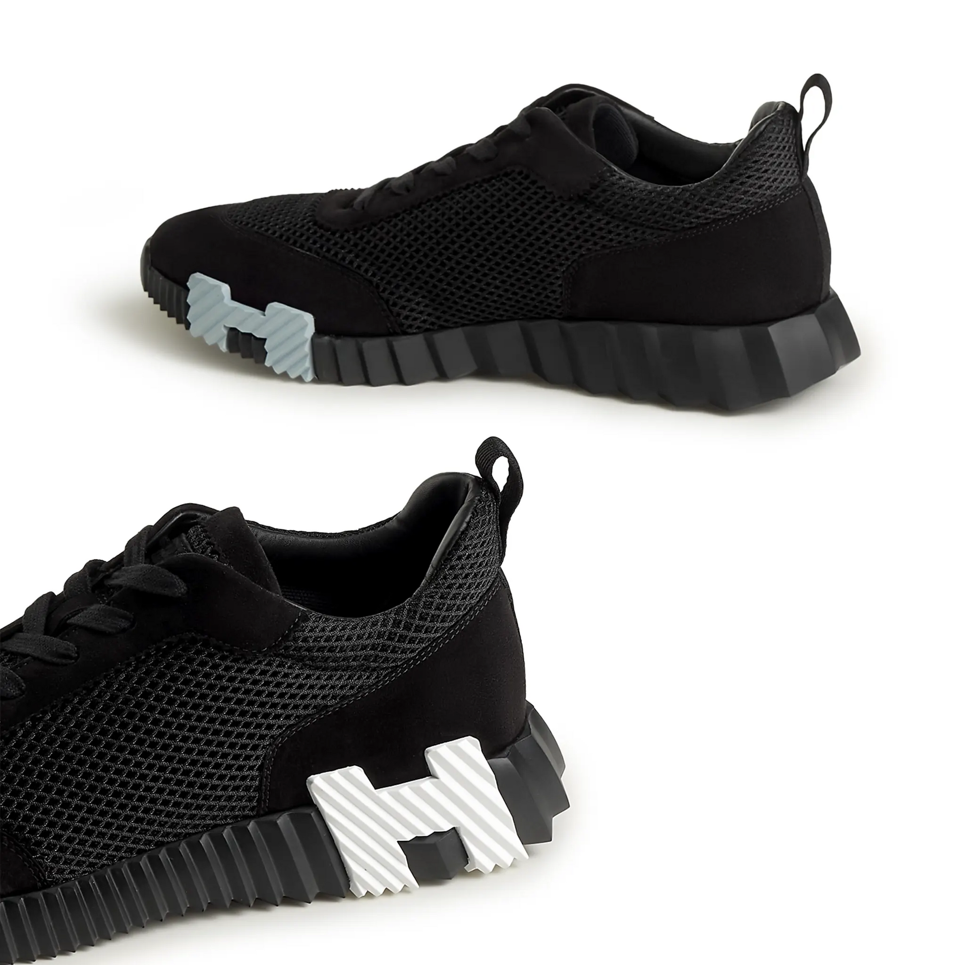Hermes Black/White Mesh and Suede Bouncing