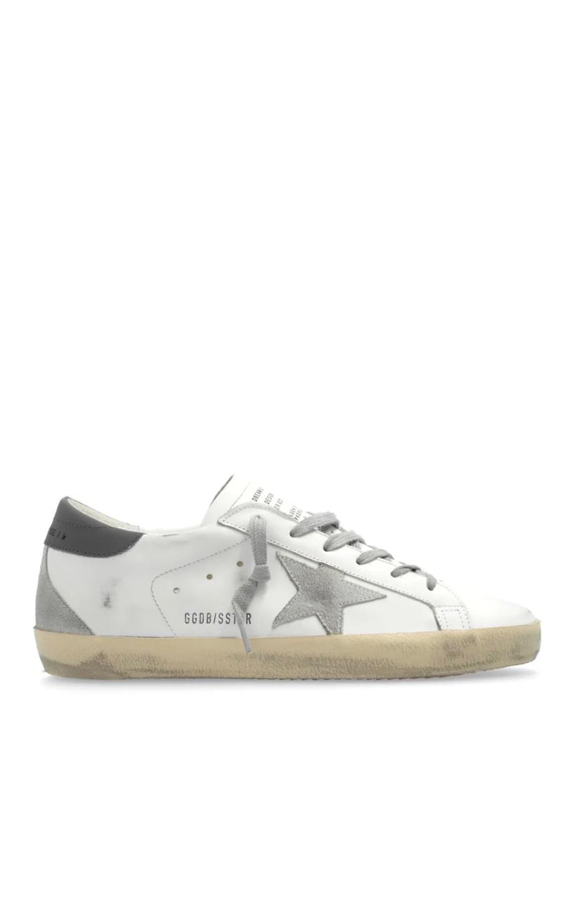 Golden Goose Leather Super Star Sneakers in White Grey