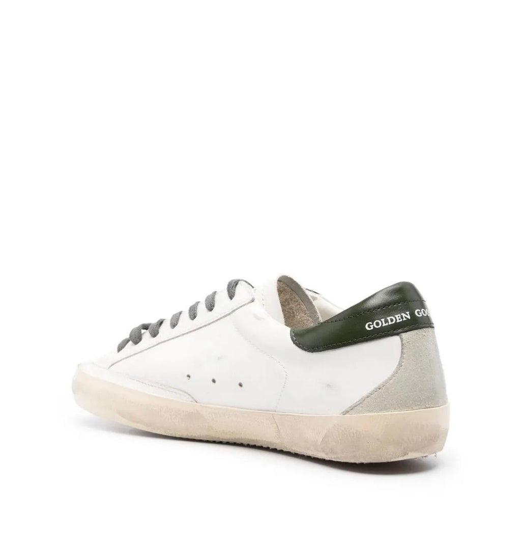 Golden Goose Super-Star with red suede star and green leather heel tab