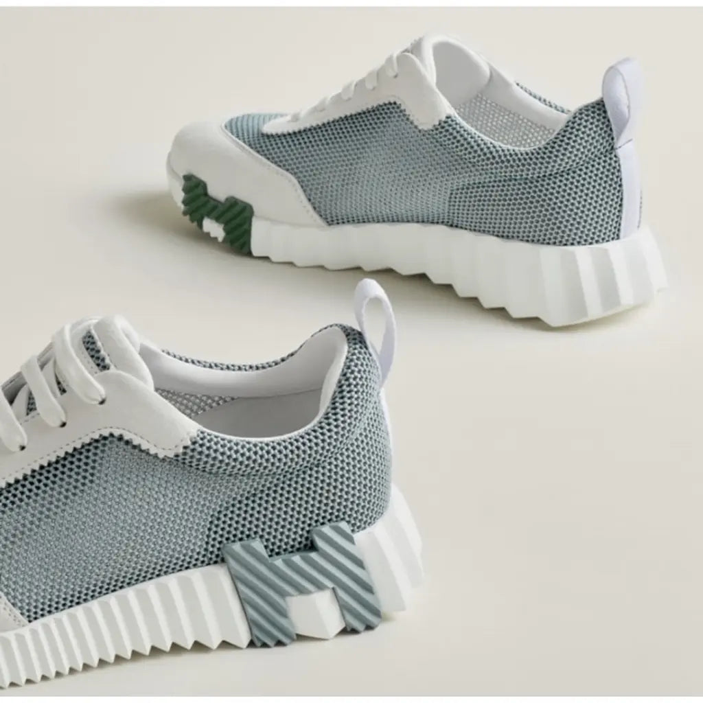 Hermes green/Grey Mesh and Suede Bouncing