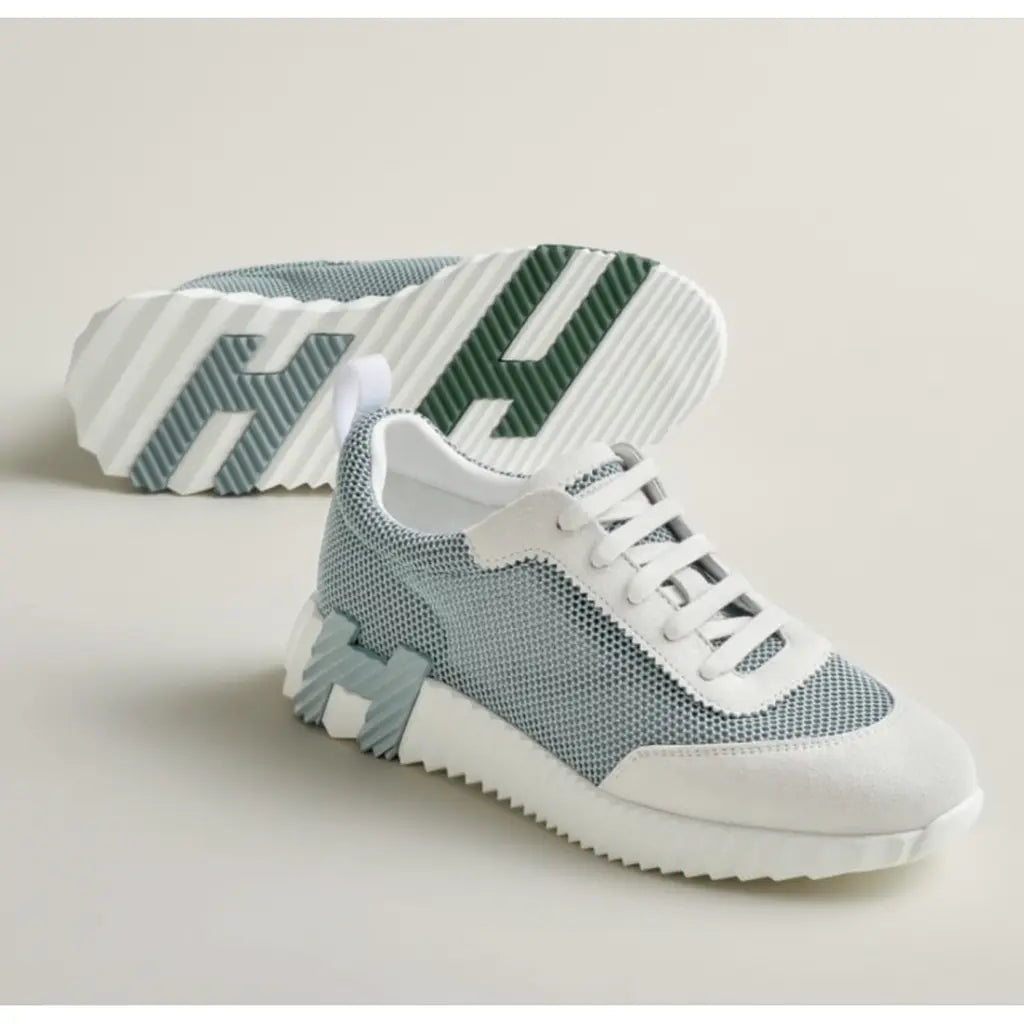 Hermes green/Grey Mesh and Suede Bouncing