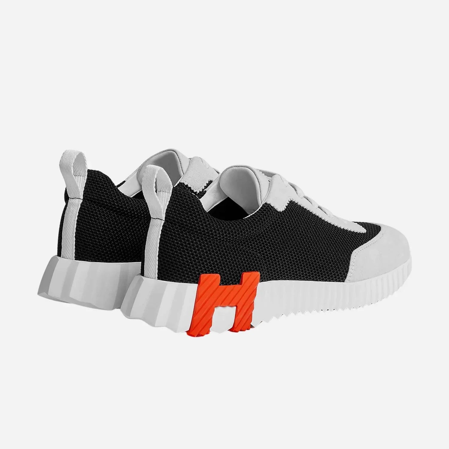 Hermes White/Black/orange Mesh and Suede Bouncing