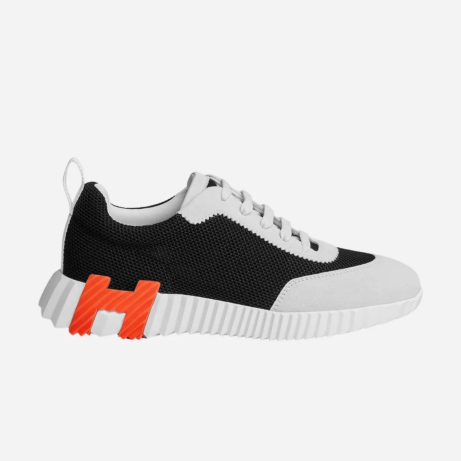 Hermes White/Black/orange Mesh and Suede Bouncing