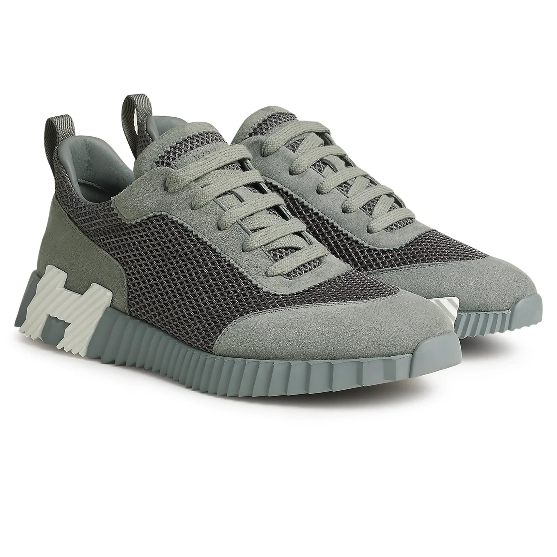 Hermes Grey/green Mesh and Suede Bouncing
