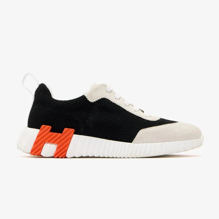 Hermes White/Black/orange Mesh and Suede Bouncing
