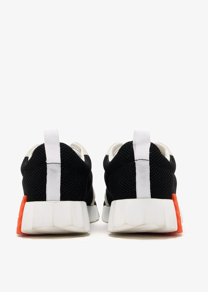 Hermes White/Black/orange Mesh and Suede Bouncing